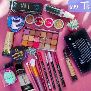 Complete Makeup Combo Set with Eyeshadow Palette, Foundation, Concealer, Lip Products & Accessories